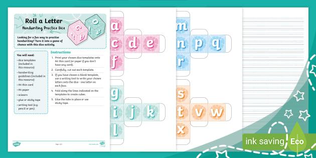 Roll a Letter: Handwriting Practice Dice (Ages 5 - 7)